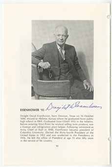 President Dwight D Eisenhower Signed Dinner Program Page